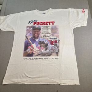1997 Kirby Puckett Weekend Twins Promo T-Shirt Target Size L Vintage White